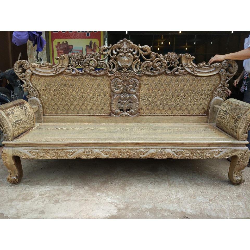 Bộ bàn ghế giả cổ hoàng gia gỗ mun đuôi công