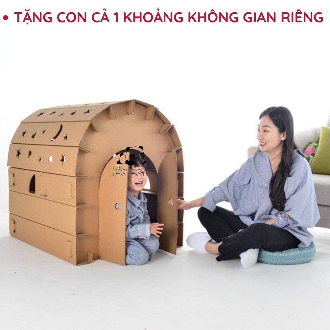 Lều cho bé nhà bìa carton lắp ghép thông minh trang trí sáng tạo