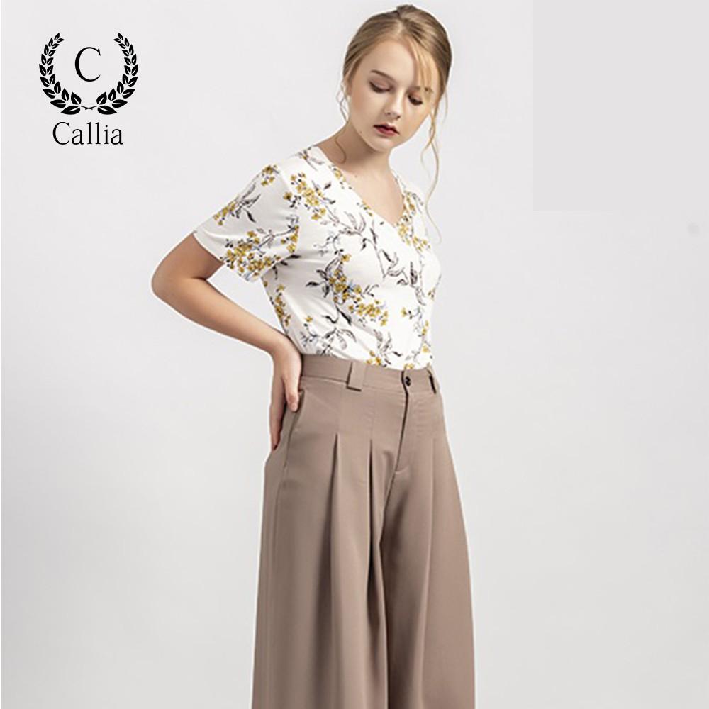 Quần ống rộng cullotes nữ Callia Tutu xếp li