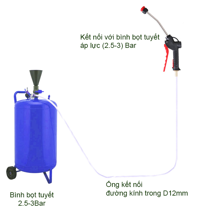 Cây phun bọt tuyết rửa xe siêu mịn, loại dài 40cm, đầu phun hợp kim đồng