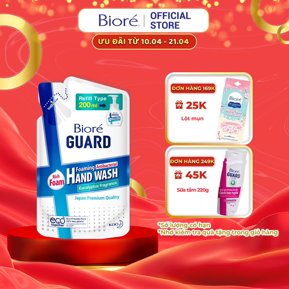 Bioré Bọt Rửa Tay Kháng Khuẩn Guard – Hương Khuynh Diệp (Túi) 200ml