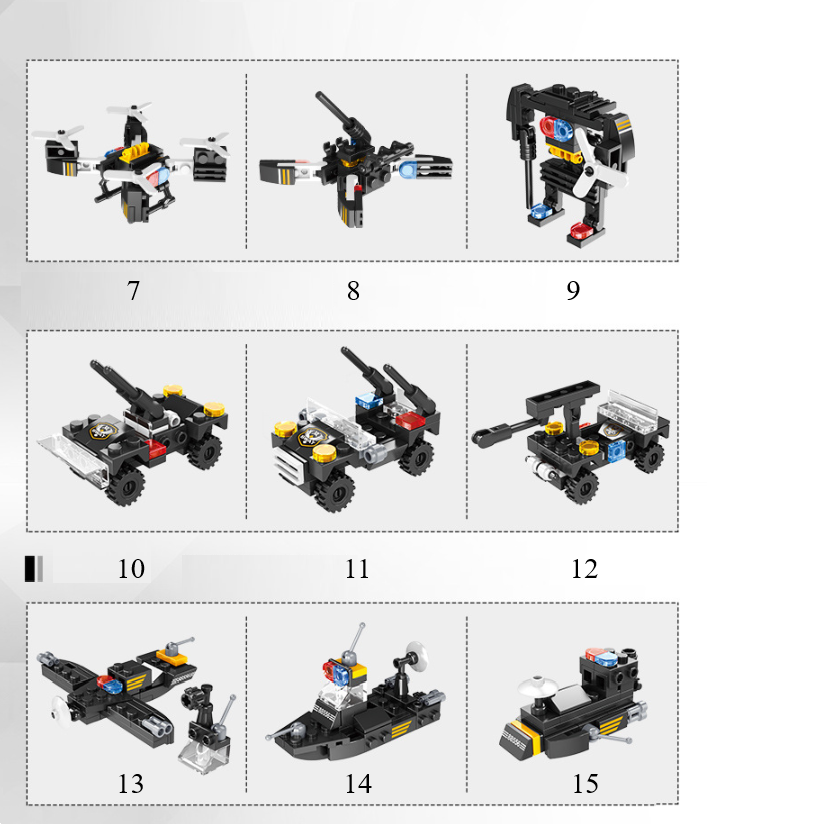 [410 CHI TIẾT] BỘ ĐỒ CHƠI XẾP HÌNH CẢNH SÁT, Lắp Ghép OTO, MÁY BAY, Lắp Ráp ROBOT - 15 TẠO HÌNH