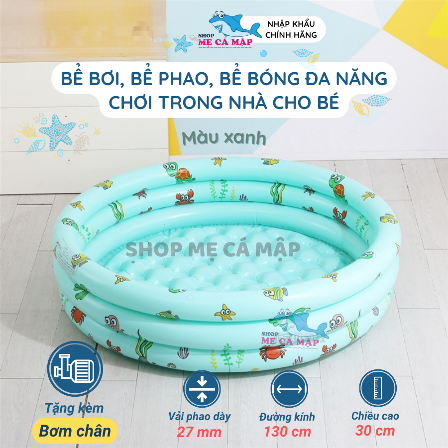 Bể bơi cho bé, làm Bể bóng Bể phao đa năng 3 tầng Tặng Kèm Bơm Chân sẵn 3 màu