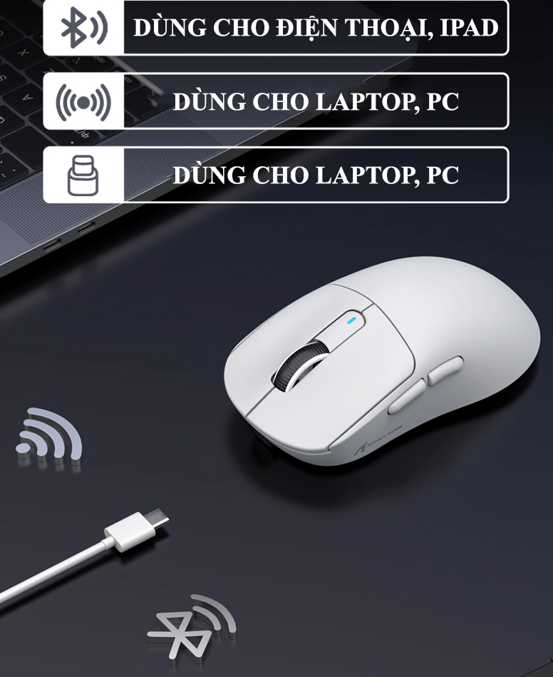 Chuột không dây ATTACK SHARK X3 siêu nhẹ kết nối 3 chế độ Bluetooth - 2.4G - Type-C siêu chất lượng-HT