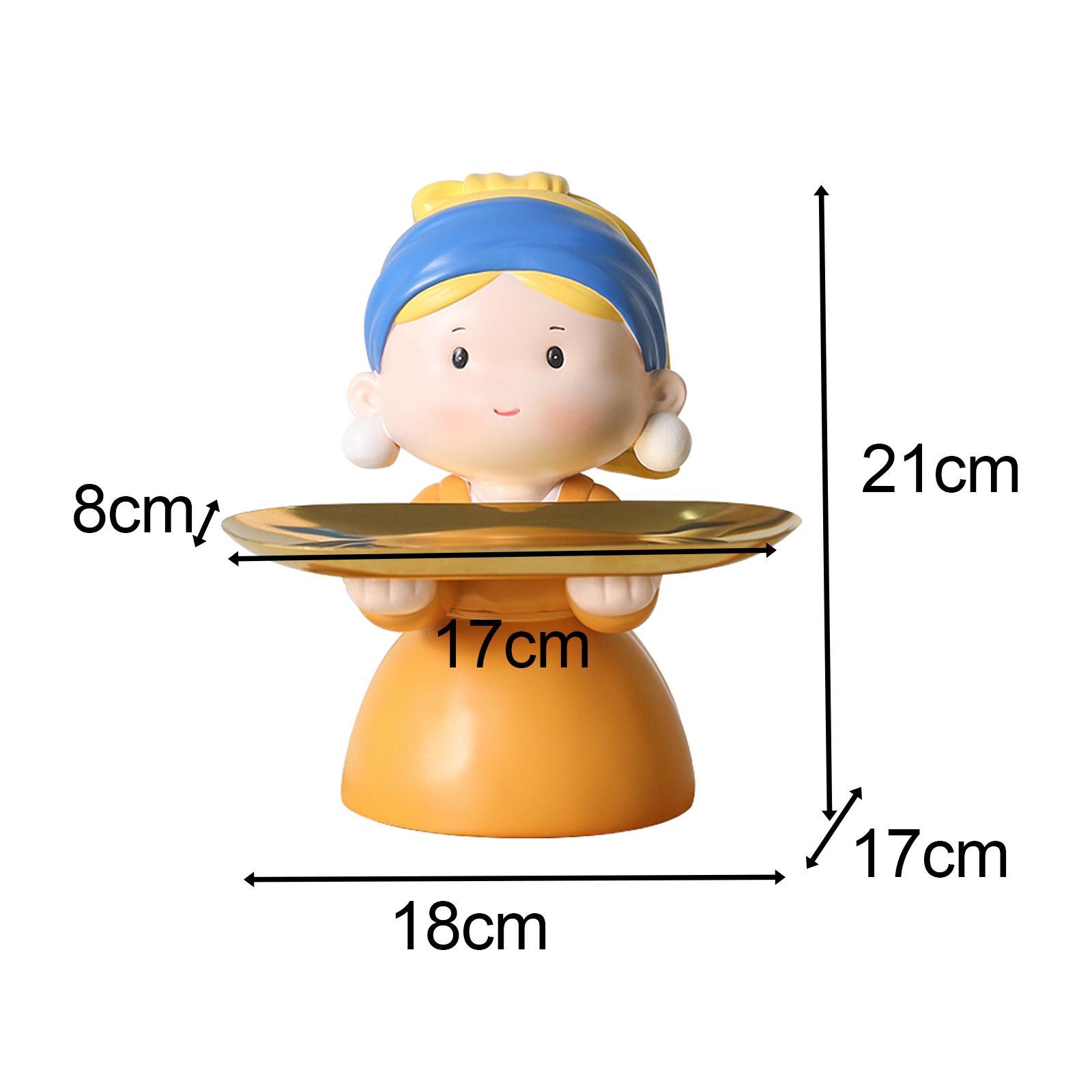 Nordic Girl Figurine Statue Fruit Serving Plate Cosmetic Vanity Tray