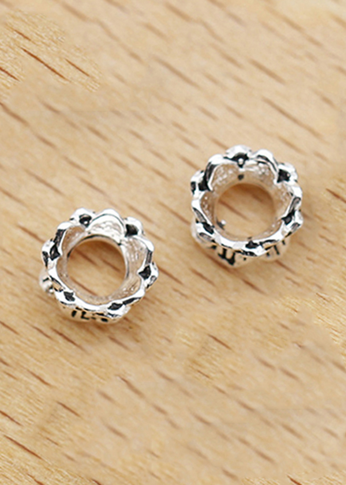 Combo charm bạc chặn hạt họa tiết hoa sen 2 đầu - Ngọc Quý Gemstones