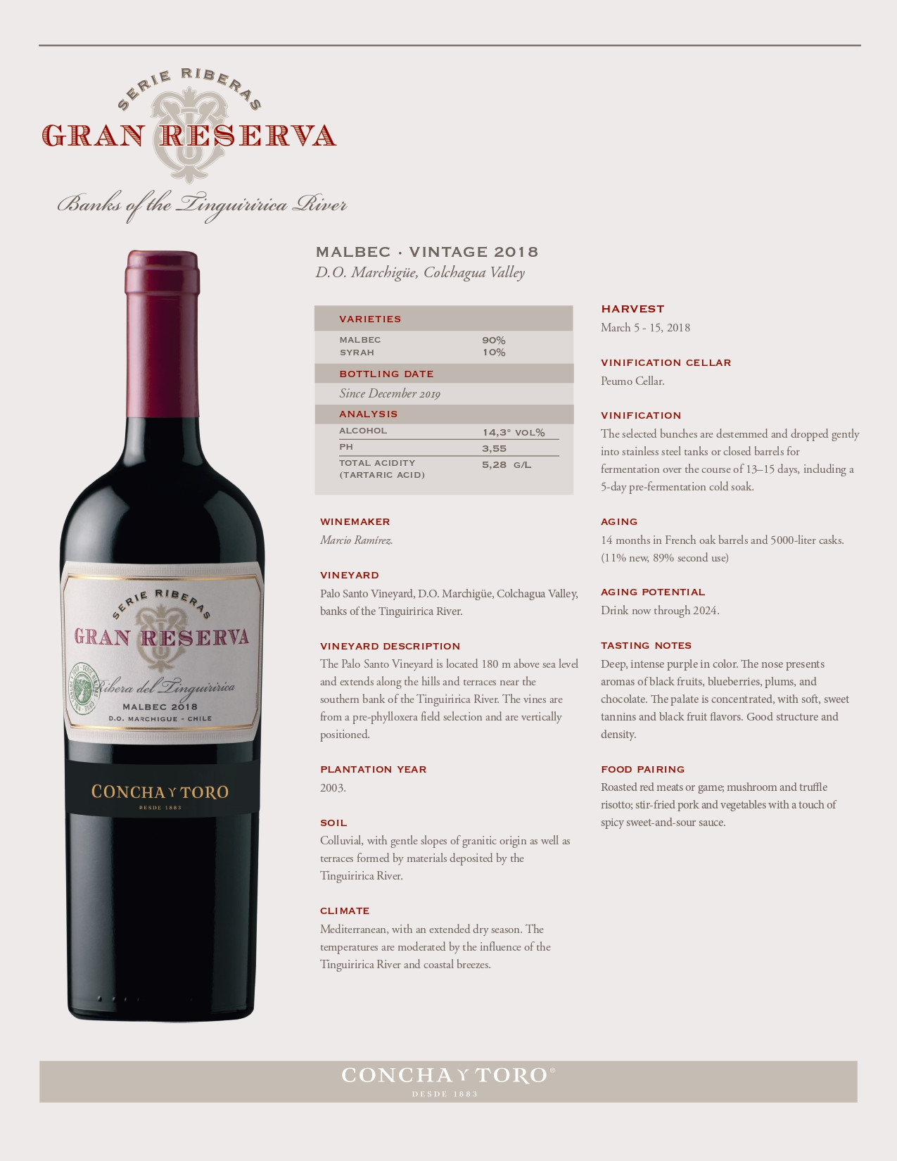 Rượu vang đỏ Chile Gran Reserva Malbec