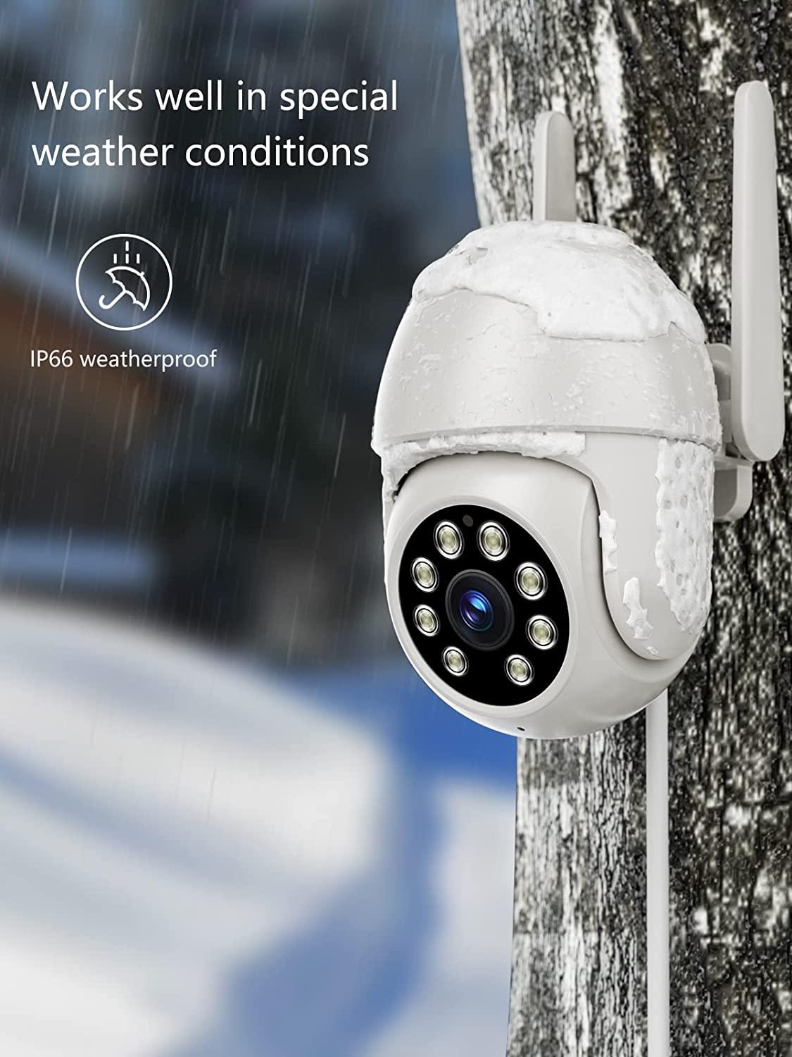 Camera an ninh ngoài trời 2K, PTZ 355 ° Xem hệ thống bảo mật 3MP 2.4GHz Máy ảnh an ninh không dây WiFi với tầm nhìn ban đêm màu sắc