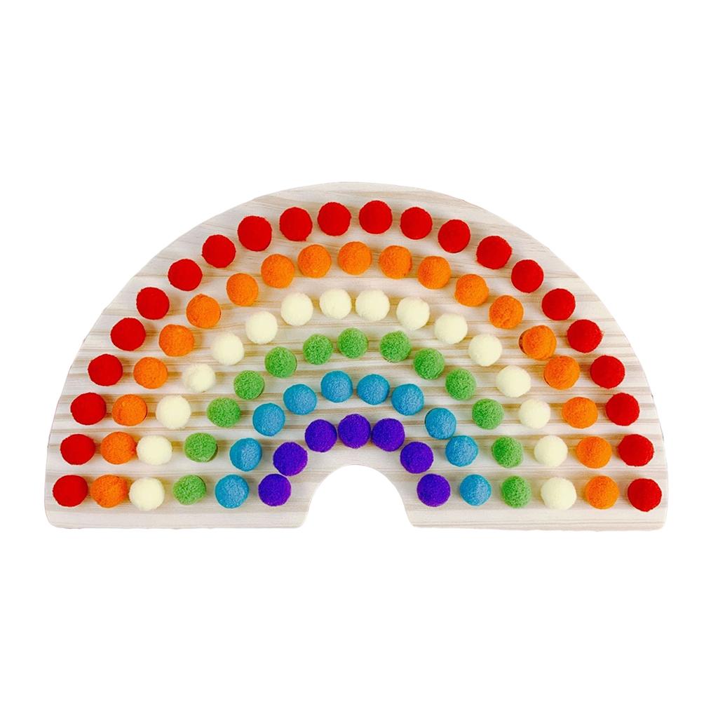 Rainbow Board Clip Beads Recognition Education Fun Interactive Toys Gift