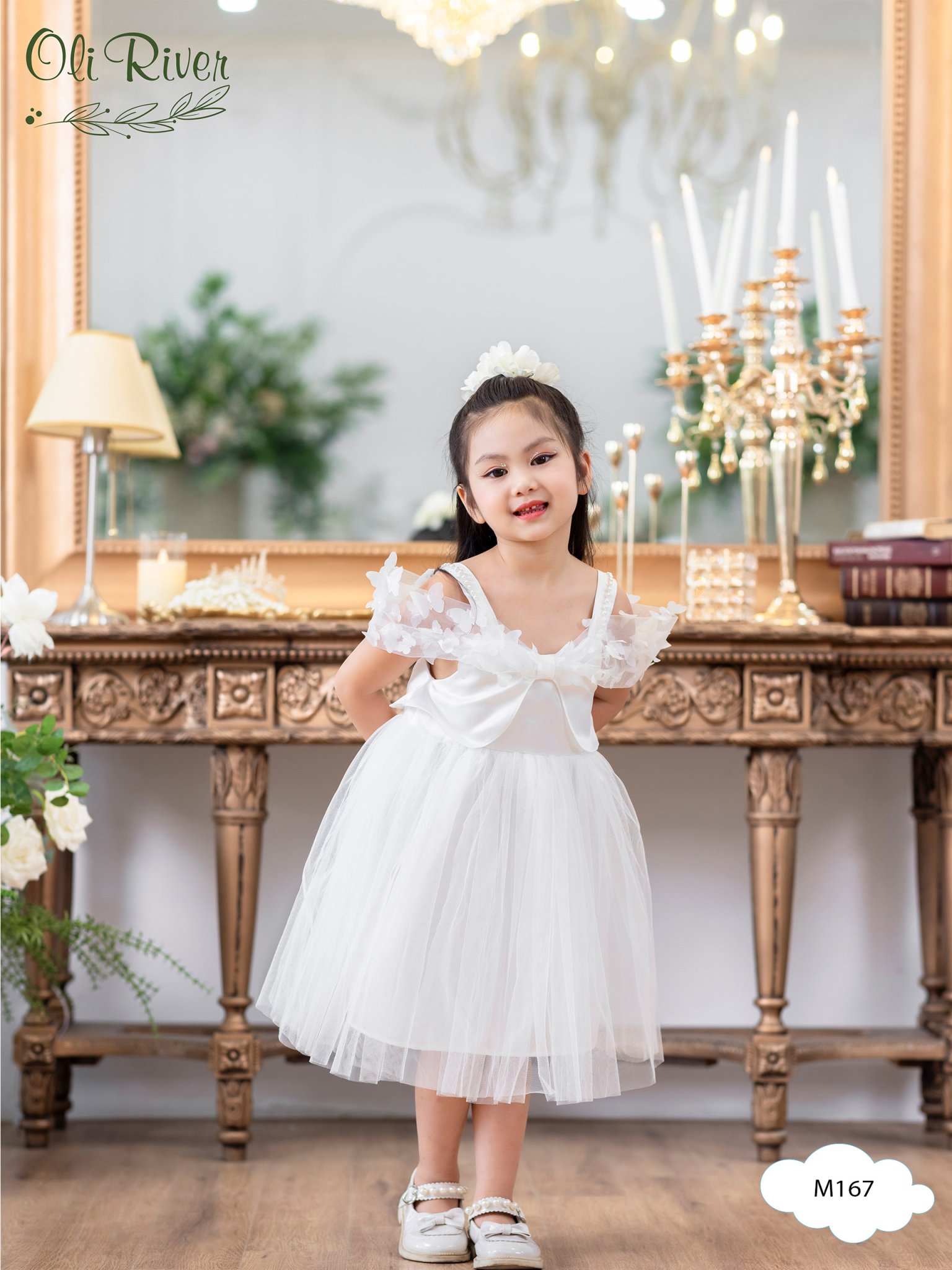 Đầm voan công chúa cho bé gái màu trắng dự tiệc múa hóa trang đẹp size 12-35kg hàng Thiết kế cao cấp