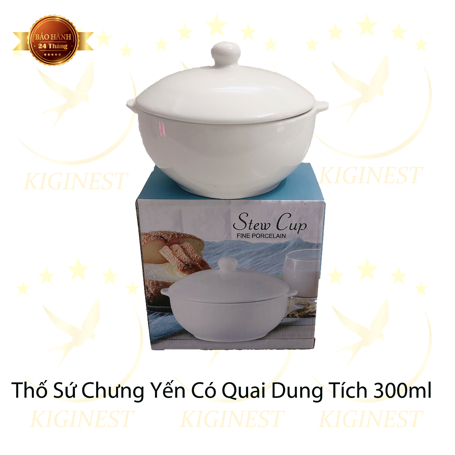 THỐ SỨ CHƯNG YẾN CÓ QUAI TẶNG KÈM HỘP CARTON - DUNG TÍCH 300ML - GIÁ SIÊU TỐT