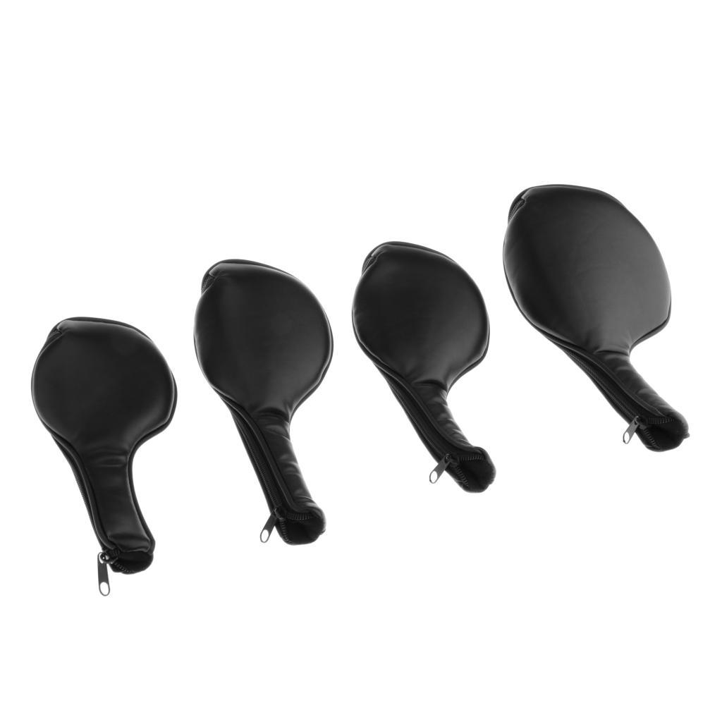 4-Pack Zippered PU Leather Golf Iron Covers Set Universal Fit Most Iron Clubs