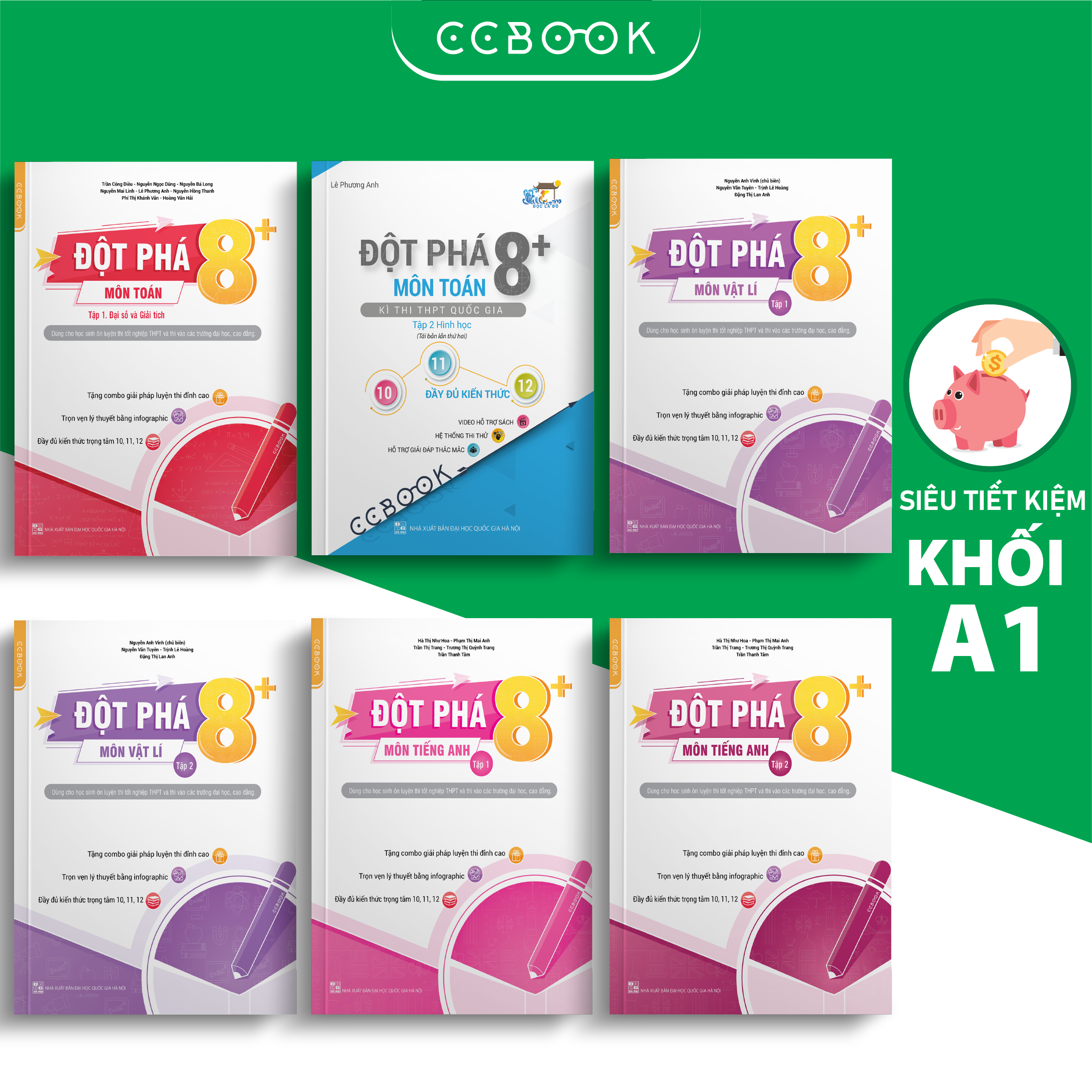 Sách – Combo khối A1 Đột phá 8+ – Toán Lí Anh (6 cuốn) – Ôn thi đại học – Chính hãng CCbook