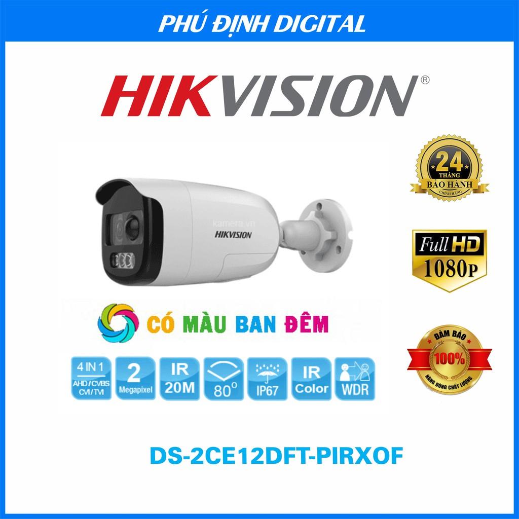 Camera HDTVI Color 2MP HIKVISION DS-2CE12DFT-PIRXOF - Hàng Chính Hãng