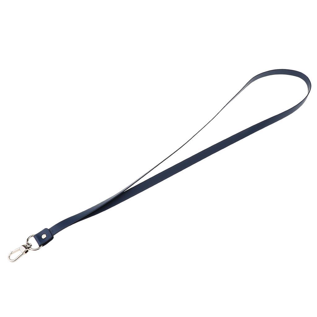 3-5pack PU Leather Neck Strap Lanyard Metal Clips for ID Cards Badges Blue