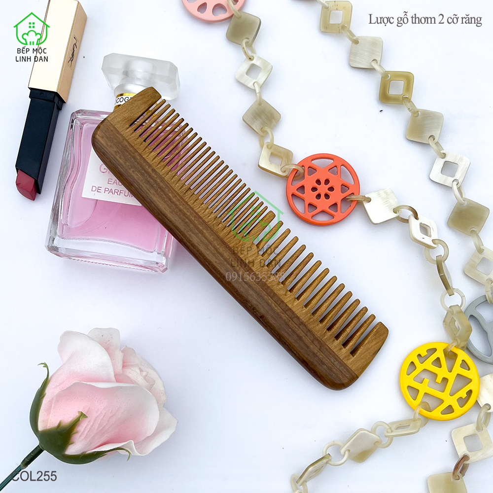 Lược Gỗ Thơm Ghép Răng Bằng Đầu 2 Loại Răng Tiện Dụng