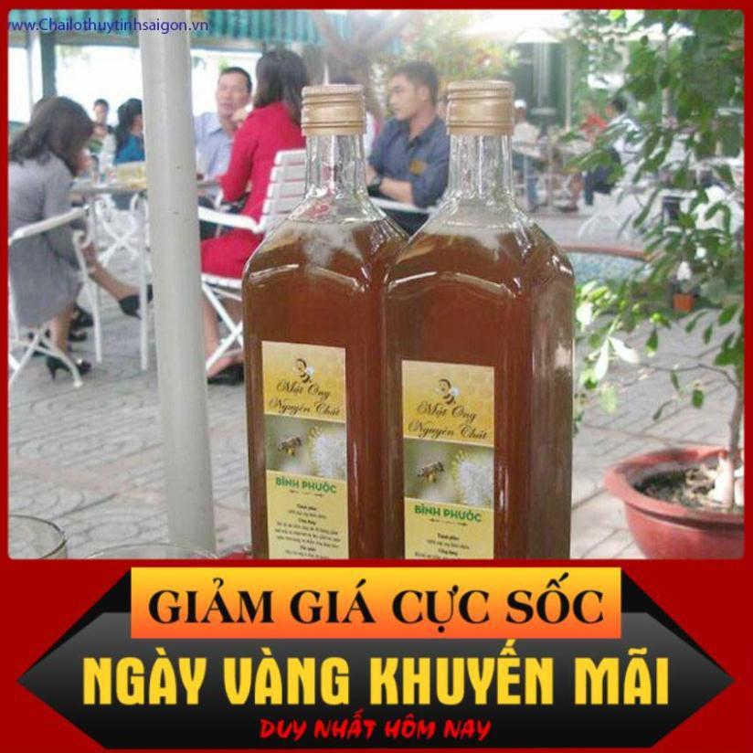 Chai thủy tinh vuông 1 lít nắp nhôm