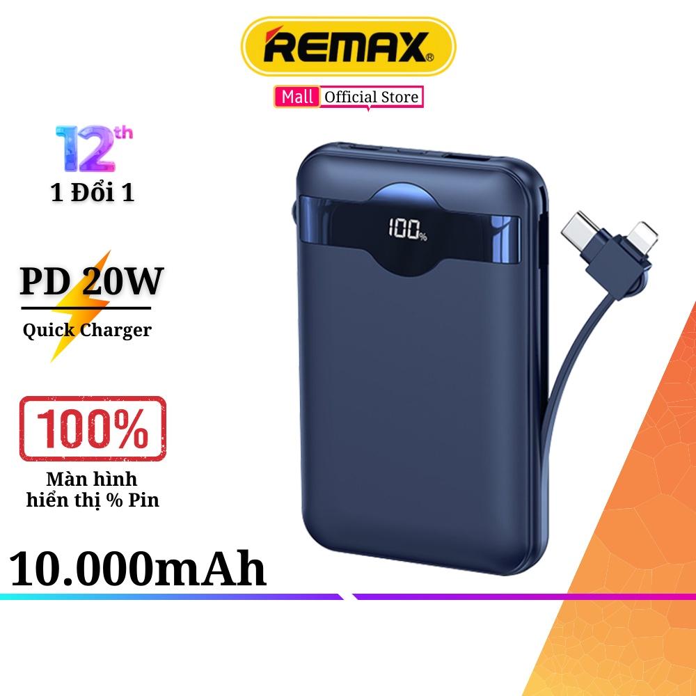 Pin sạc dự phòng kèm cáp 10000mAh Remax RPP-280 - Cục Sạc Dự Phòng Sạc Nhanh PD 20W Chính Hãng Remax - Hàng Chính Hãng