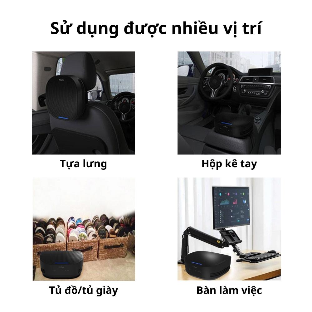 Máy lọc không khí ô tô Philips hút mùi hôi, chất gây ô nhiễm vi khuẩn, vi rút GoPure GP5301 đèn báo 3 chế độ - Hàng nhập khẩu