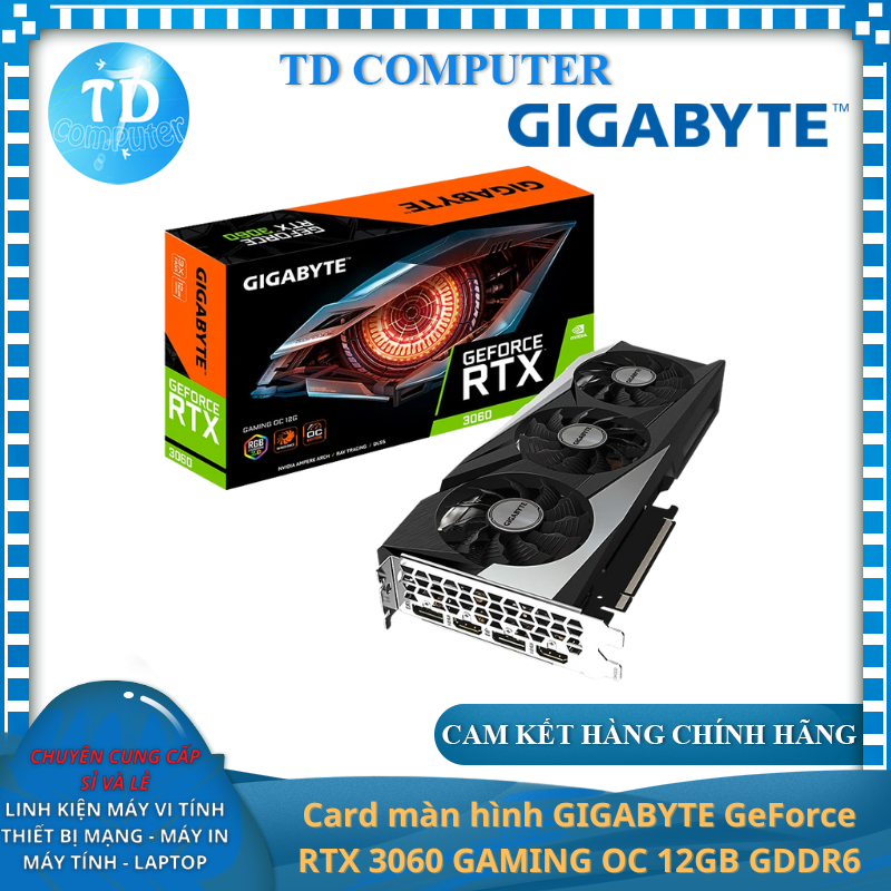 Card màn hình GIGABYTE GeForce RTX 3060 GAMING OC 12GB GDDR6 (GV-N3060GAMING OC-12GD) - Hàng chính hãng Viễn Sơn phân phối