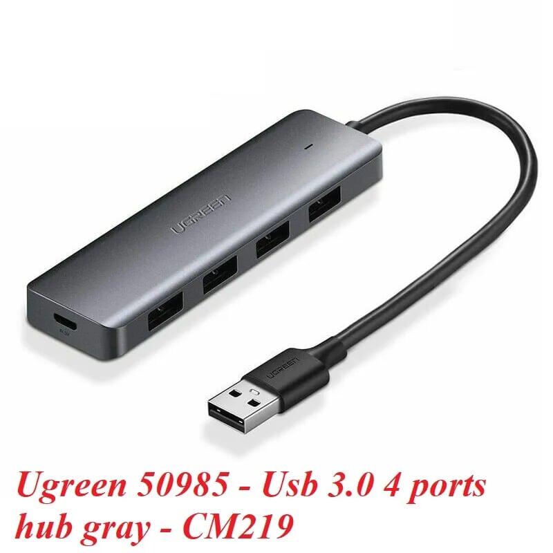 Ugreen UG50985CM219TK 15CM Màu đen Bộ chia USB 3.0 ra 4 cổng hỗ trợ nguồn phụ Micro USB - HÀNG CHÍNH HÃNG