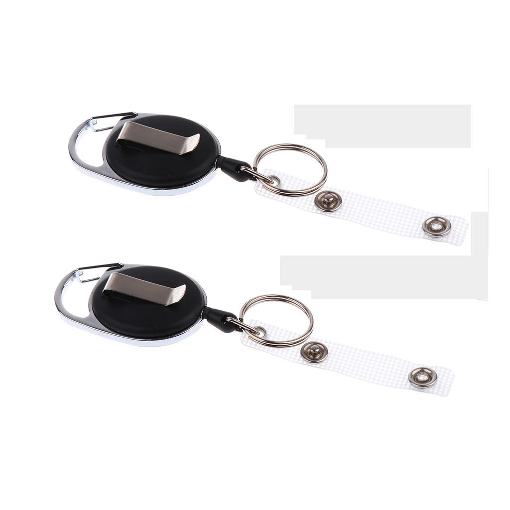 2pcs Key Retractable Clip Keychain Pull Reel Key Ring ID Cards Badge Holder
