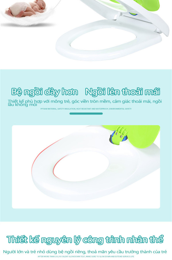 Nắp bồn cầu cho bé đi vệ sinh an toàn PP Clean&Green