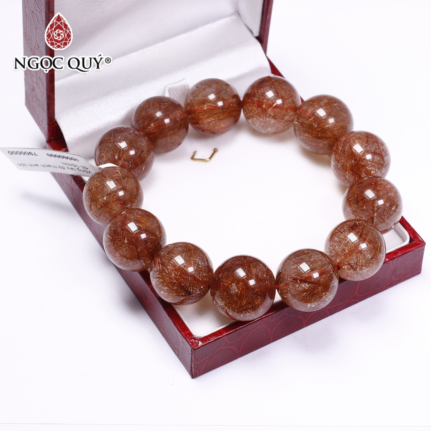 Vòng tay đá thạch anh tóc đỏ size hạt 16mm mệnh hỏa, thổ - Ngọc Quý Gemstones