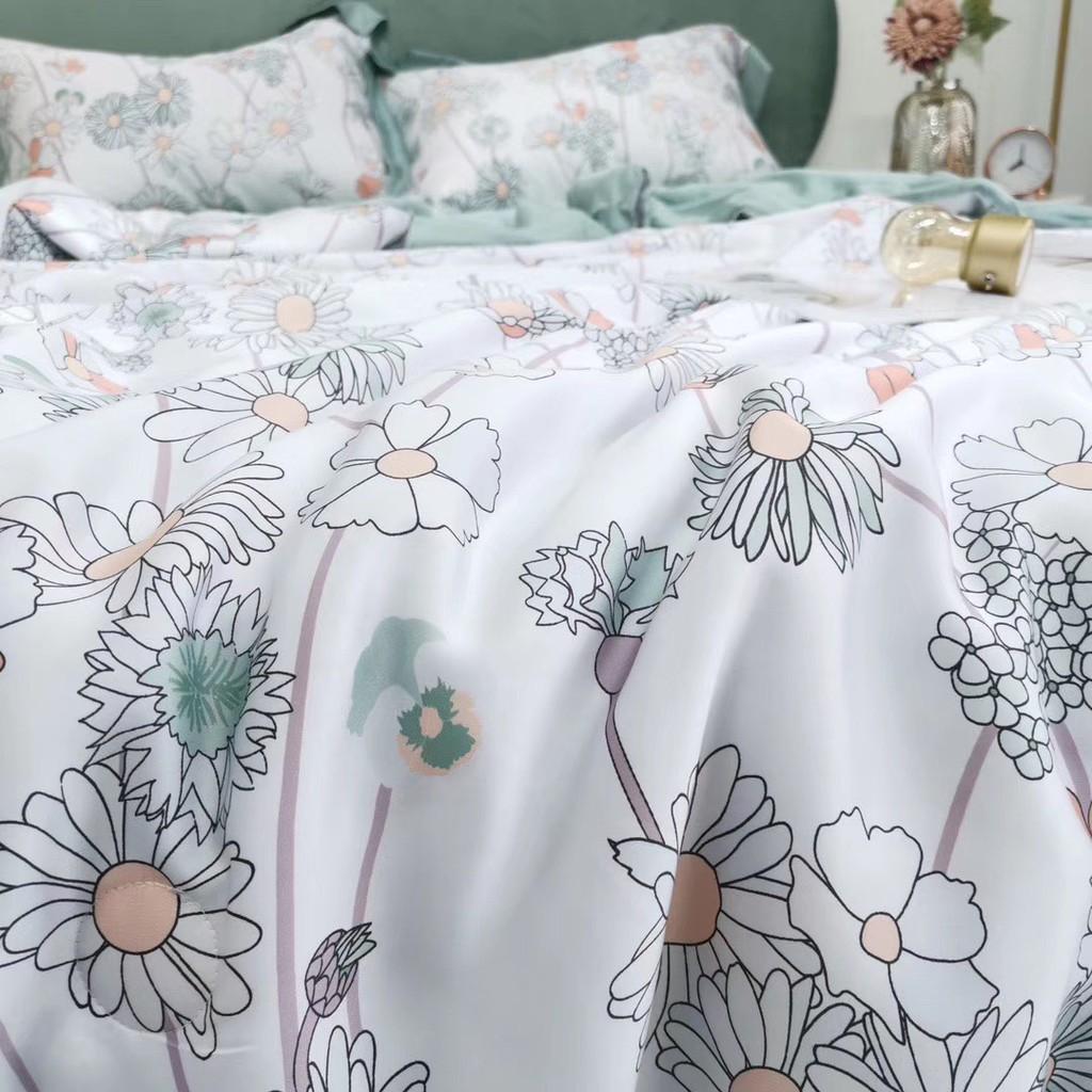 Bộ chăn ga gối Tencel 60S cao cấp họa tiết