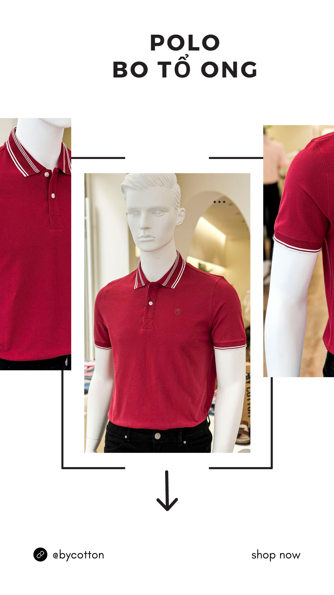 Áo Thun Nam Cao Cấp Polo Premium Basic Red Bo Tổ Ong BY COTTON