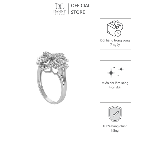 Nhẫn Nữ Danny Jewelry Bạc 925 Xi Bạch Kim Kiểu Dáng Cỏ 4 Lá May Mắn KI4GZ008