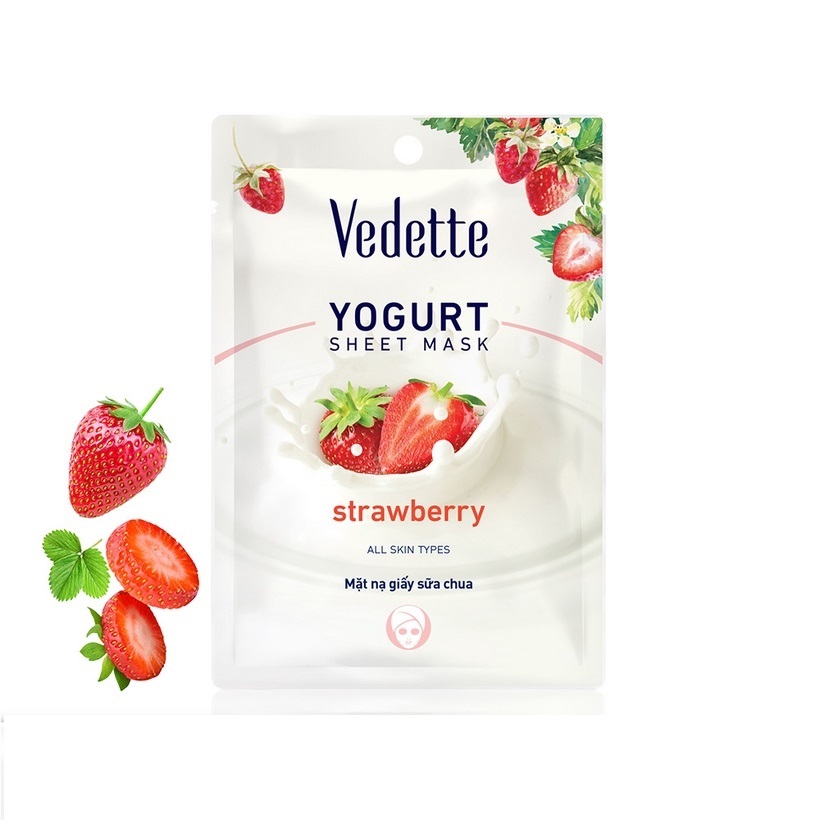 Combo 6 Mặt Nạ Giấy Sữa Chua Dưỡng Ẩm Mịn Màng Dâu Vedette Spa Series Yogurt Mask – Strawberry 22mlx6