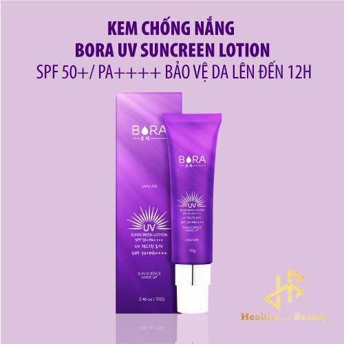 Kem chống nắng Bora UV Sunscreen Lotion SPF 50+/ PA++++ bảo vệ da lên đến 12h tuýp 70g