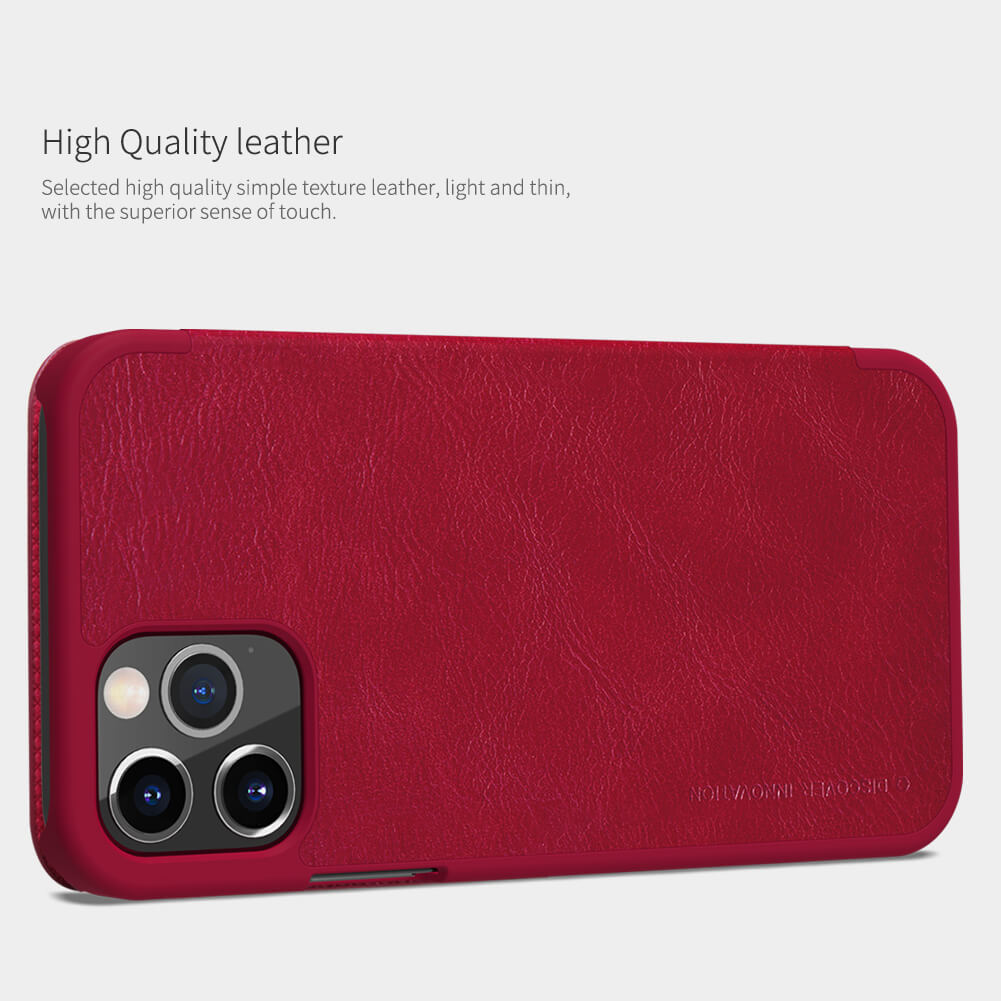 Bao da Leather cho iPhone 12 Pro Max (6.7 inch) hiệu Nillkin Qin (Chất liệu da cao cấp, có ngăn đựng thẻ, mặt da siêu mềm mịn) - Hàng chính hãng