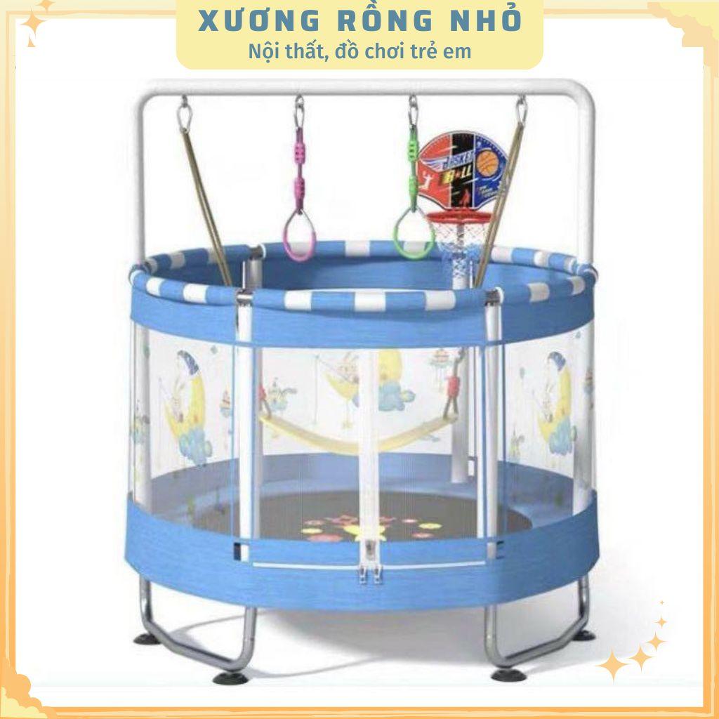 Sàn nhún, quây bóng, nhà bóng cho bé có xích đu, tay vịn kèm xà đơn bóng rổ vận động đường kính 1,5m
