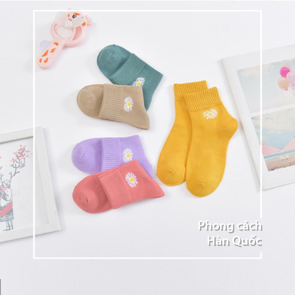 TẤT HOA CÚC SALE VỚ CỔ NGẮN HÀN QUỐC DÊ THƯƠNG 100% COTTON SIÊU ÊM NHẸ CO DÃN 4 CHIỀU HỌA TIẾT CÚC HỌA MI