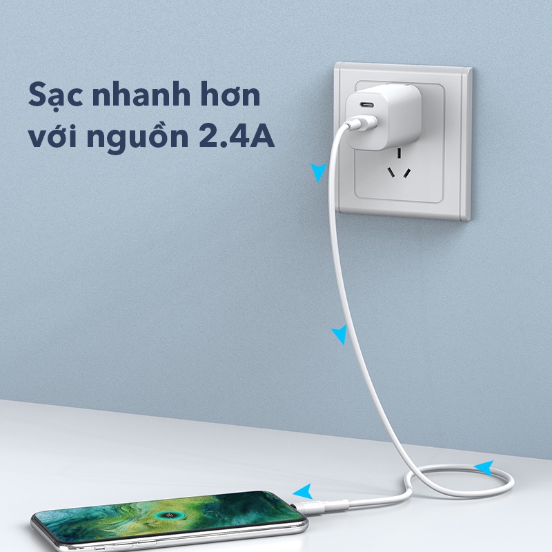 Cáp Sạc Nhanh ACOME ADM010 Cổng Micro USB 2.4A Dài 100cm - Hàng chính hãng