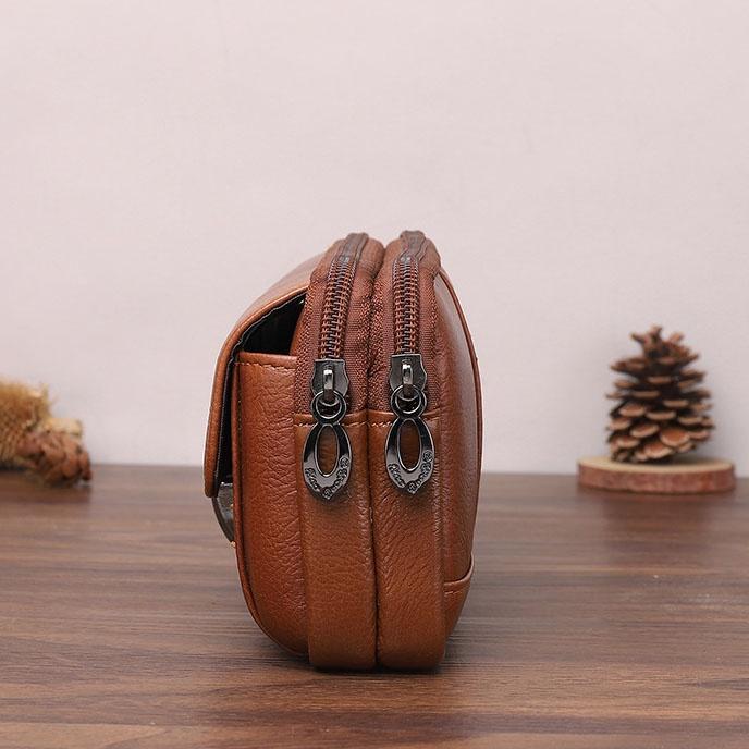 Bao da điện thoại đeo thắt lưng 3 ngăn 18 x11cm đa năng | đeo dọc| đeo ngang | da thật | to | rộng | bền| giá rẻ