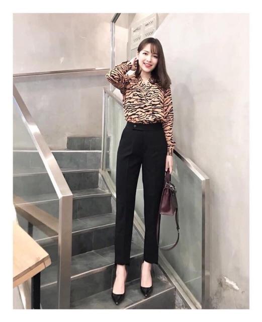 Quần baggy nữ chất tuyết mưa gấu lệch quần tây nữ công sở 833