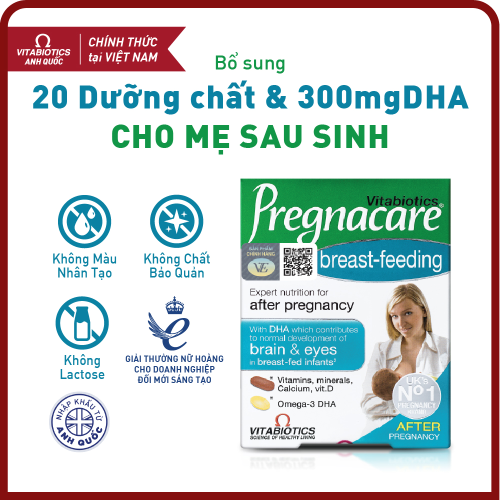 Viên Uống Cho Phụ Nữ Cho Con Bú Vitabiotics PREGNACARE Breast-feeding Bổ Sung Dinh Dưỡng Nâng Cao Sức Đề Kháng 84 Viên