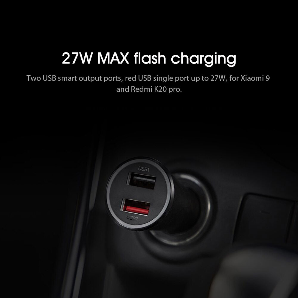 Sạc Nhanh ô tô Xiaomi 37W 2 cổng USB - Hàng Nhập Khẩu