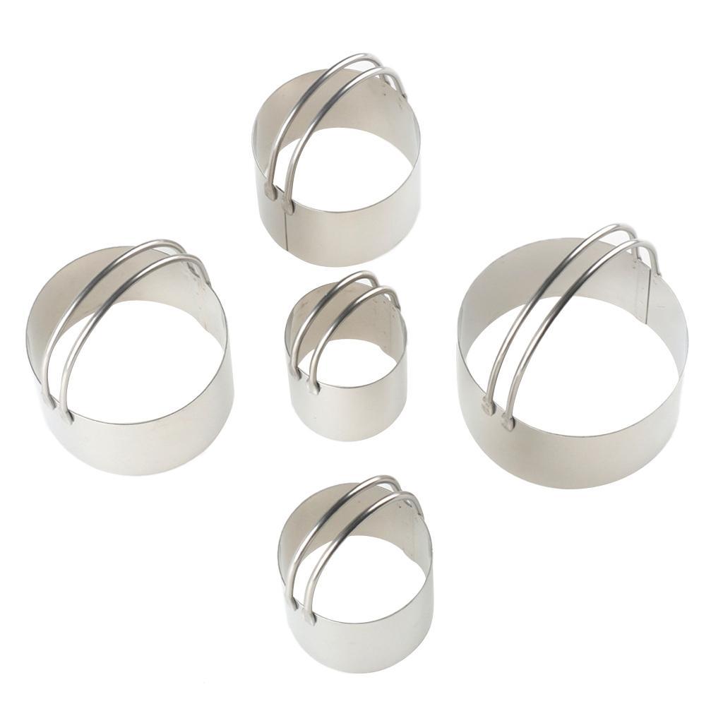 5x Cake Mold Baking Accessory Creative Cookie Cutters Stainless Steel Circle -