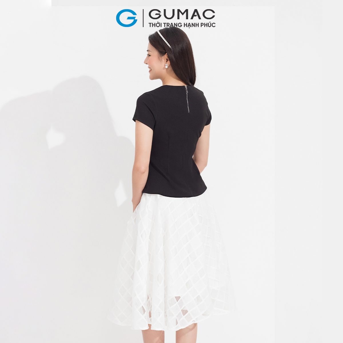 Chân váy xòe lưới vuông GUMAC VD05009