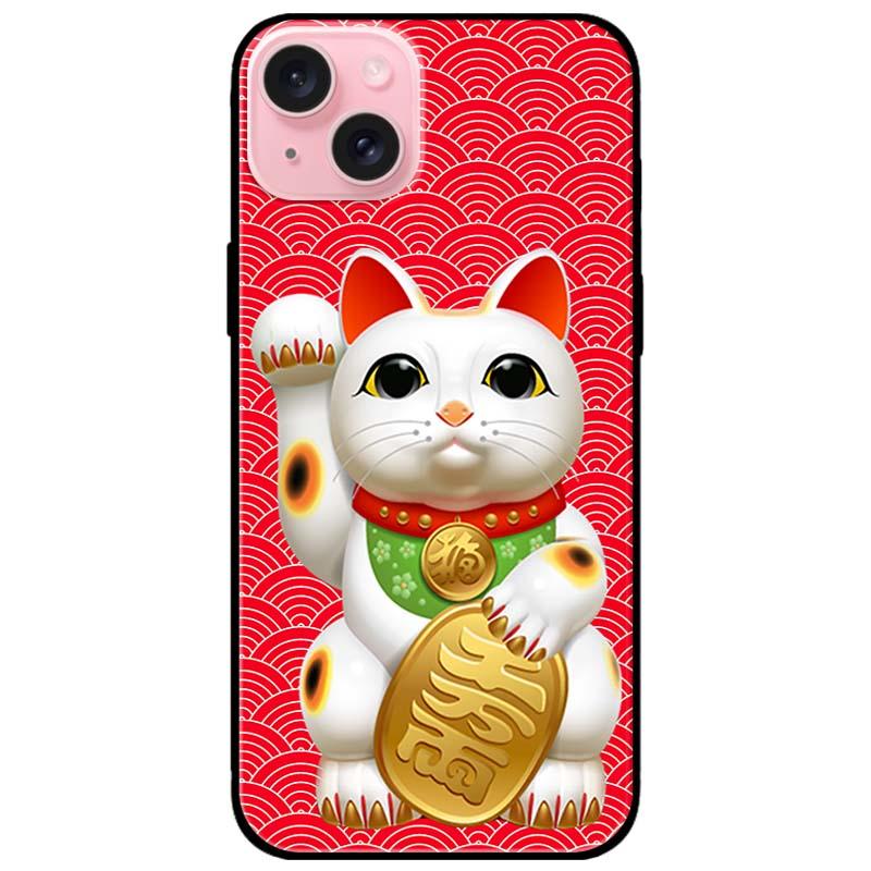 Ốp lưng dành cho Iphone 15 - Iphone 15 Plus - Iphone 15 Pro - Iphone 15 Pro Max - Mèo May Mắn Nền Đỏ 1 - Hàng Chính Hãng