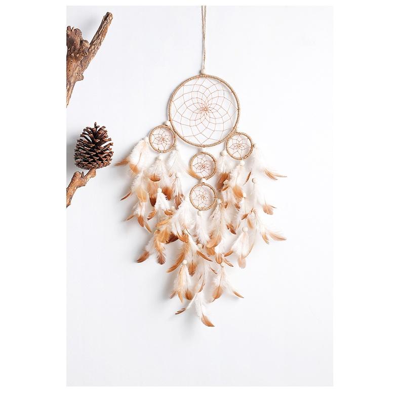 Dreamcatcher lông vũ gắn đèn, Đèn led trang trí phòng ngủ treo tường