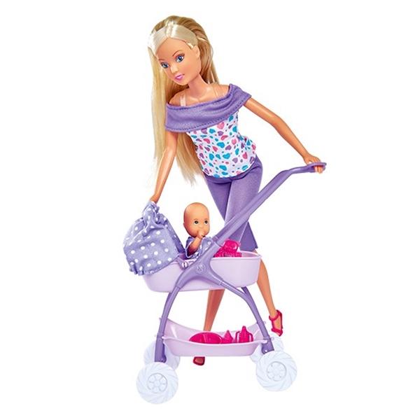 Đồ Chơi Trẻ Em Búp Bê Dắt Bé Đi Dạo, Steffi Love Baby Walk 105733067 - Màu Tím