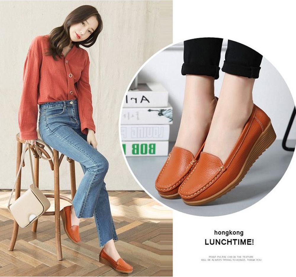Women's Oxford Loafer Thick Bottom Flats Slip-On Casual Shoes