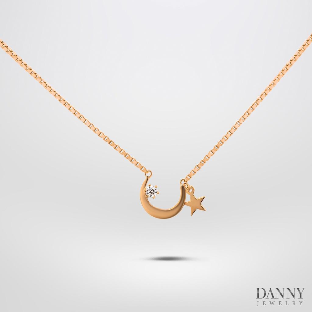 Dây Chuyền Có Mặt Danny Jewelry Bạc 925 Xi Vàng Hồng Hình Trăng Sao & Đá CZ DM042