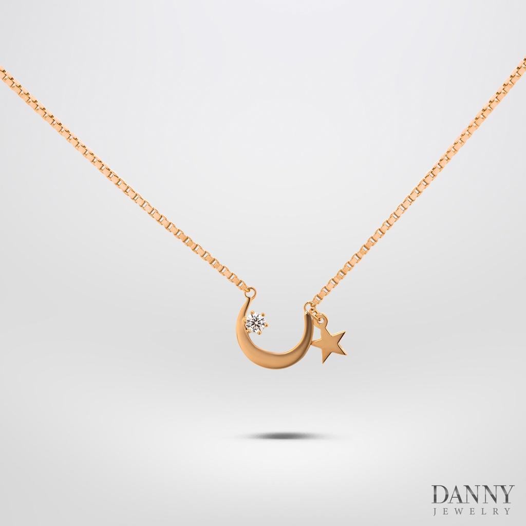 Dây Chuyền Có Mặt Danny Jewelry Bạc 925 Xi Vàng Hồng Hình Trăng Sao &amp; Đá CZ DM042