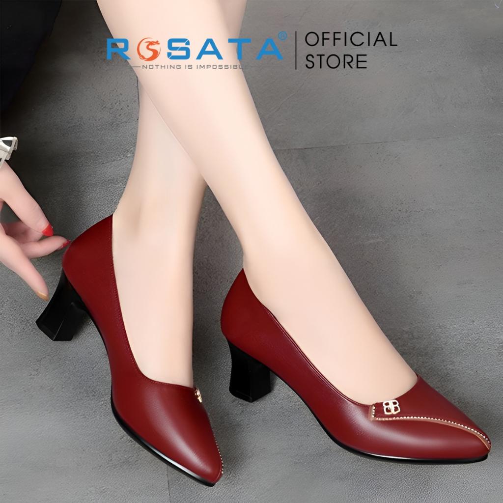 Giày búp bê ROSATA RO375 bít mũi nhọn thời trang gót cao 5 phân xuất xứ Việt Nam